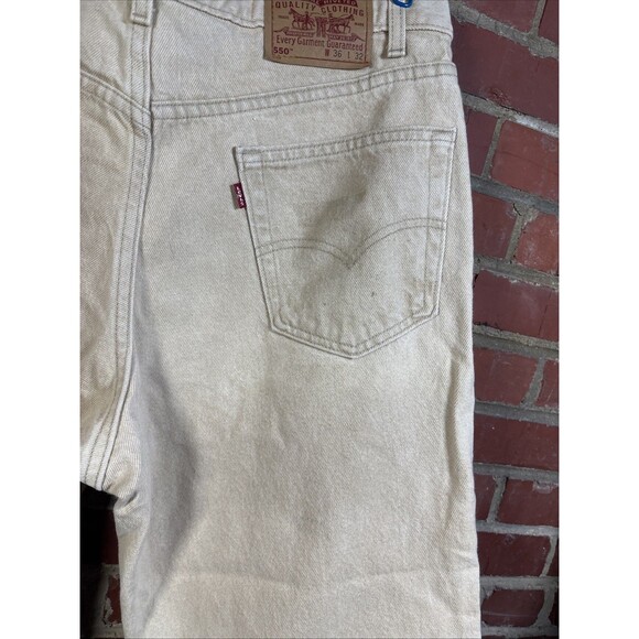 Vintage 90s Levis 550 Red Tab Tan Jeans Relaxed Fit USA Made 36W 32L, Real 36x32 - Picture 5 of 9